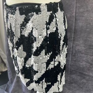 French Connection Black and White Sequin Mini Skirt